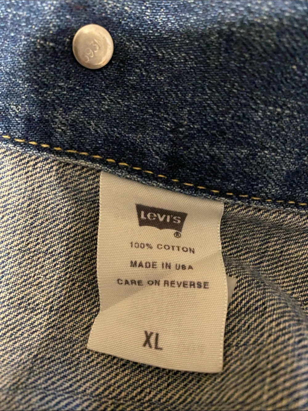 Levi's Dark Blue Denim Jacket with Yellow Stitching - Picture 2 of 3